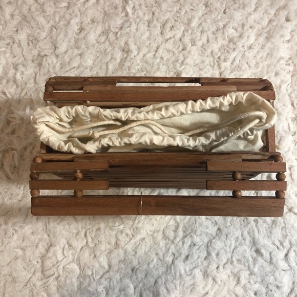 Anthropologie Daniela Wood Paneled Tote Bag - Picture 2 of 4